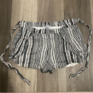 grey and white striped shorts with tie knot in front size large